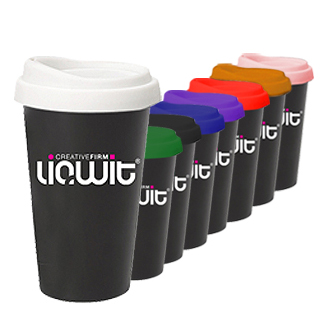 14 OZ DOUBLE WALL CERAMIC TUMBLER WITH SILICONE LID- MADE IN USA